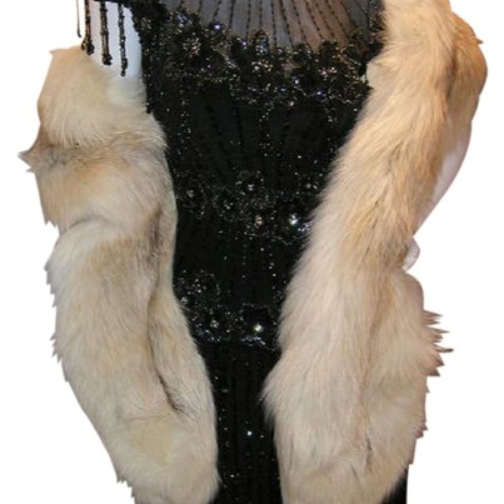 Natural Red FOX Double-Row Shawl